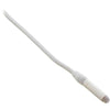 This is a photo of the Sanken COS-11D/BP microphone shown in the colour white. The microphone is shown on its side with the lead showing too.