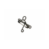 This is a photo of the Sanken PIN-11 microphone clip with safety pin. It is shown in black. It is at an angled up side down view. It is used to perfectly position microphones in place for recording.